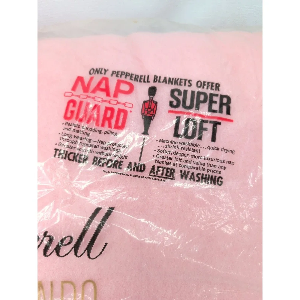 Lady Pepperell Crescendo Satin Trim Fleece Blanket Pink Vintage Twin Double USA